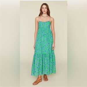 XiRENA Fae Green Poppy Maxi Floral Maxi Dress Size XS